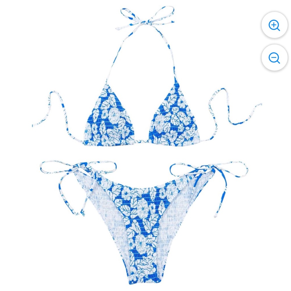 SHEIN Floral Smocked Tie Bikini
